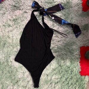 Lulu's Black Swimsuit with Floral Accents